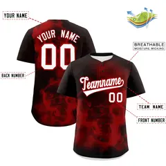 Brown Red White Skeleton Graffiti Baseball Jersey 2