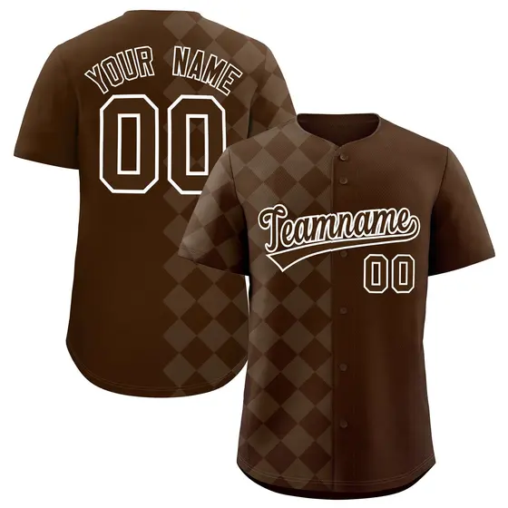 Brown Rhombus Pattern Baseball Jersey
