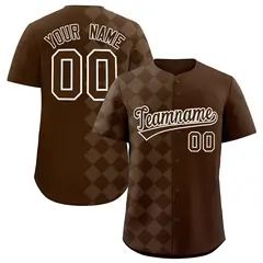 Brown Rhombus Pattern Baseball Jersey 1