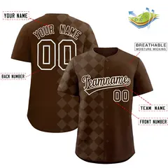 Brown Rhombus Pattern Baseball Jersey 2