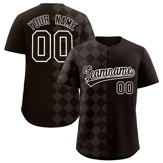 Brown Rhombus Pattern Baseball Jersey