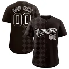 Brown Rhombus Pattern Baseball Jersey 1