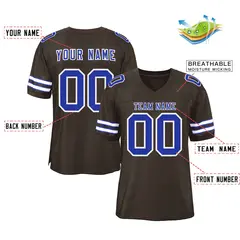 Brown Royal-White Classic Style Authentic Football Jersey 2