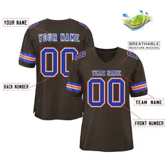 Brown Royal-White Classic Style Authentic Football Jersey 2