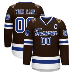 Brown Royal-White Classic Style Hockey Jersey 1
