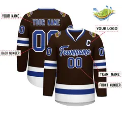 Brown Royal-White Classic Style Hockey Jersey 2