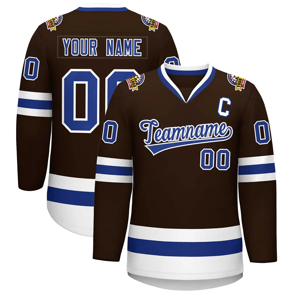 Brown Royal-White Classic Style Hockey Jersey