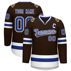 Brown Royal-White Classic Style Hockey Jersey 1