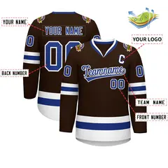 Brown Royal-White Classic Style Hockey Jersey 2