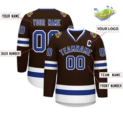 Brown Royal-White Classic Style Hockey Jersey 2
