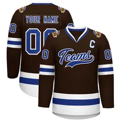 Brown Royal-White Classic Style Hockey Jersey 1