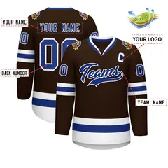 Brown Royal-White Classic Style Hockey Jersey 2