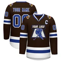 Brown Royal-White Classic Style Hockey Jersey 1