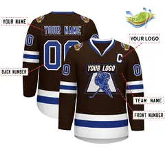 Brown Royal-White Classic Style Hockey Jersey 2