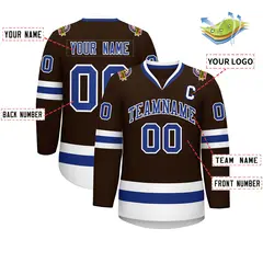 Brown Royal-White Classic Style Hockey Jersey 2