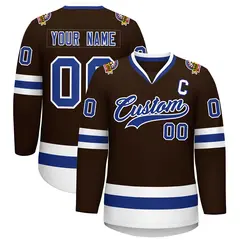 Brown Royal-White Classic Style Hockey Jersey 1