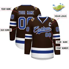 Brown Royal-White Classic Style Hockey Jersey 2