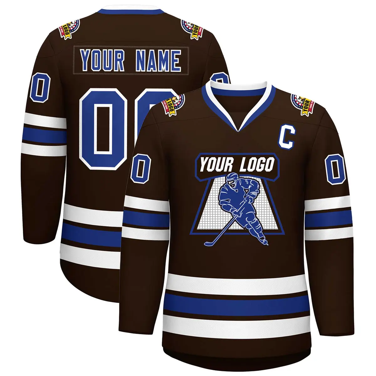 Brown Royal-White Classic Style Hockey Jersey