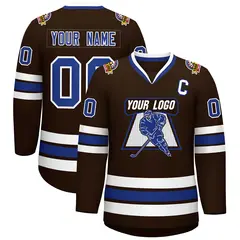 Brown Royal-White Classic Style Hockey Jersey 1