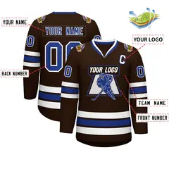 Brown Royal-White Classic Style Hockey Jersey 2
