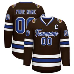 Brown Royal-White Classic Style Hockey Jersey 1