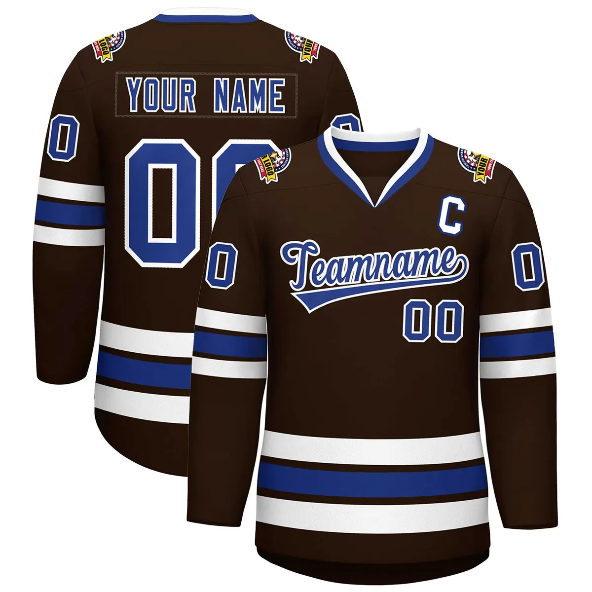 Brown Royal-White Classic Style Hockey Jersey