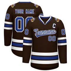 Brown Royal-White Classic Style Hockey Jersey 1