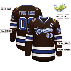 Brown Royal-White Classic Style Hockey Jersey 2