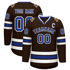 Brown Royal-White Classic Style Hockey Jersey 1