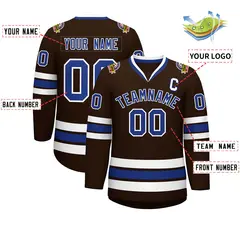 Brown Royal-White Classic Style Hockey Jersey 2