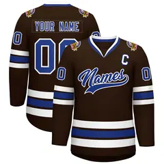 Brown Royal-White Classic Style Hockey Jersey 1