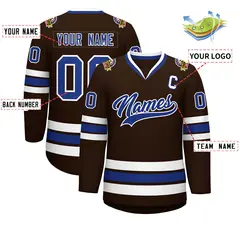 Brown Royal-White Classic Style Hockey Jersey 2