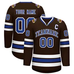 Brown Royal-White Classic Style Hockey Jersey 1