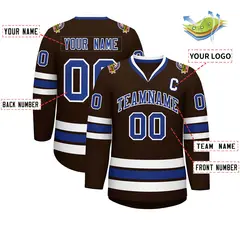 Brown Royal-White Classic Style Hockey Jersey 2