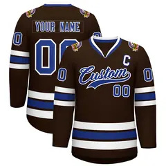 Brown Royal-White Classic Style Hockey Jersey 1