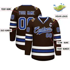 Brown Royal-White Classic Style Hockey Jersey 2