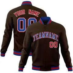 Brown Royal-White Classic Varsity Full-Snap Letterman Jacket