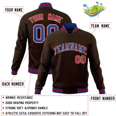 Brown Royal-White Classic Varsity Full-Snap Letterman Jacket 4