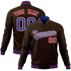 Brown Royal-White Classic Varsity Full-Snap Letterman Jacket