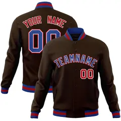 Brown Royal-White Classic Varsity Full-Snap Letterman Jacket