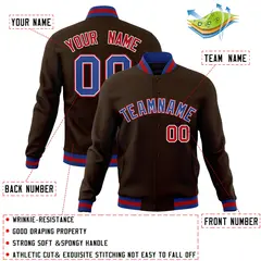 Brown Royal-White Classic Varsity Full-Snap Letterman Jacket 4