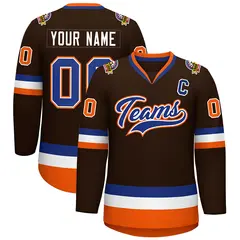Brown Royal White-Orange Classic Hockey Jersey 1