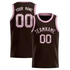 Brown Sequined Trim Athletic Basketball Jersey 1