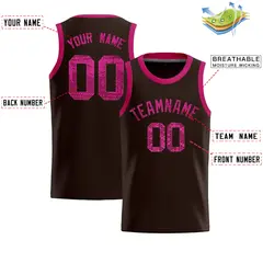 Brown Sequined Trim Athletic Basketball Jersey 2