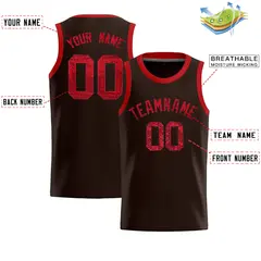 Brown Sequined Trim Athletic Basketball Jersey 2