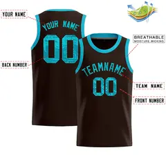 Brown Sequined Trim Athletic Basketball Jersey 2