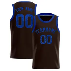 Brown Sequined Trim Athletic Basketball Jersey 1