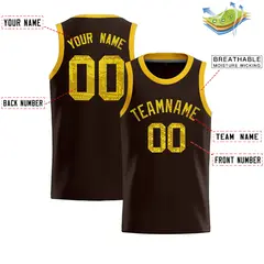 Brown Sequined Trim Athletic Basketball Jersey 2