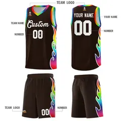 Brown Side Flame Basketball Jersey for Teams 5