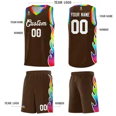 Brown Side Flame Basketball Jersey for Teams 5